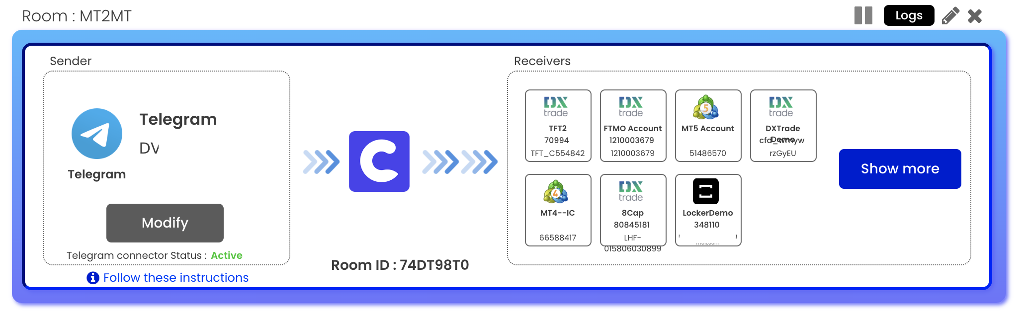 Telegram to TradeLocker/DxTrade/MT4/MT5